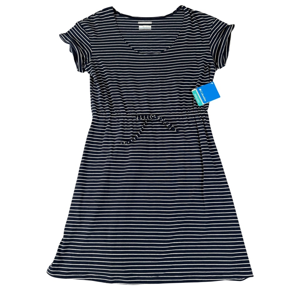 Columbia PFG Reel Beauty II Dress XL Navy White Striped Omni-Wick FL5040-465